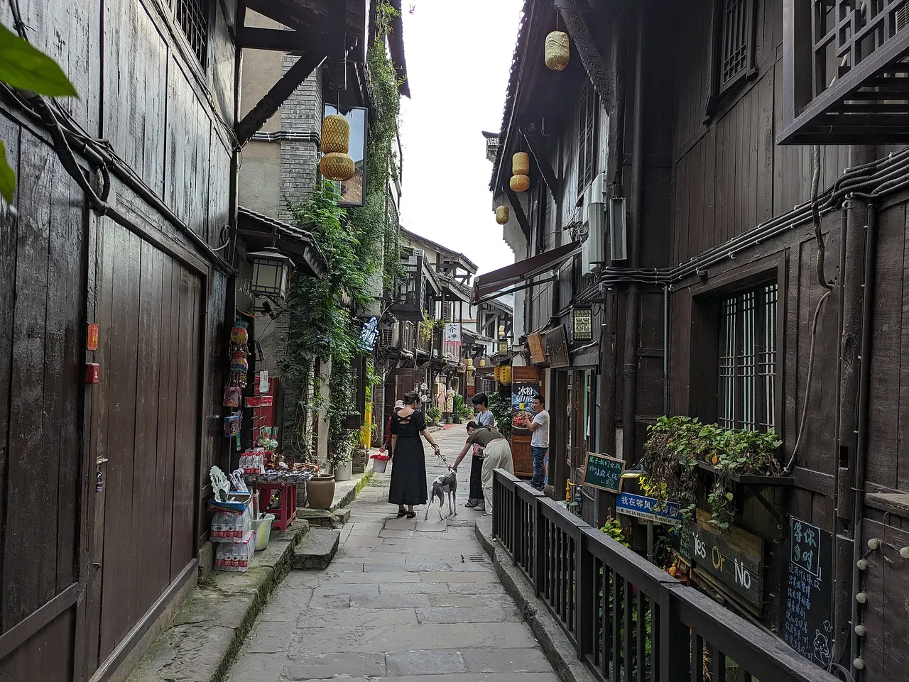 Traditional buildings and street in Ciqikou Ancient Town