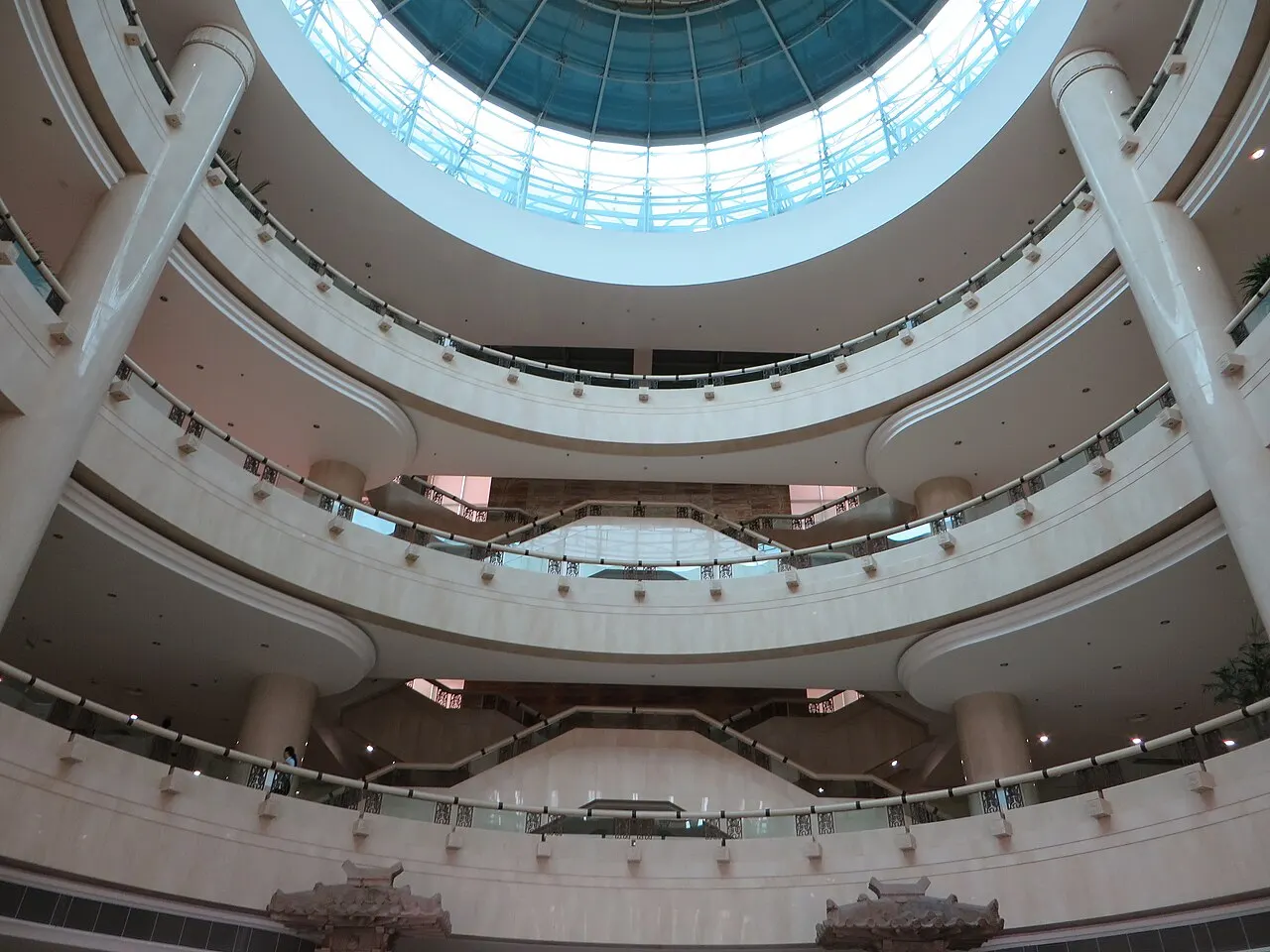 A circular atrium and glass dome inside the Three Gorges Museum