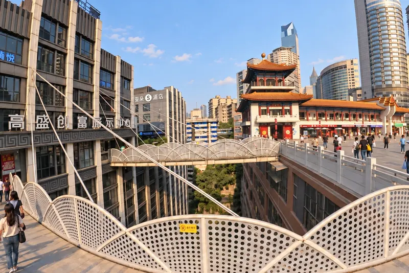 魁星樓廣場與旁邊寫字樓之間的兩座懸空天橋